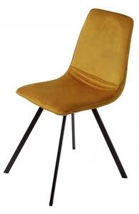 Industriální moderní židle Hartlepool Mustard se sametovým potahem a kovovými nožičkami 83cm