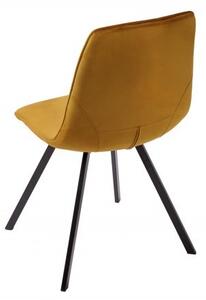 Industriální moderní židle Hartlepool Mustard se sametovým potahem a kovovými nožičkami 83cm