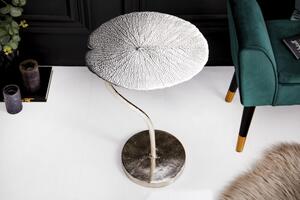 Art-deco stylový příruční stolek Zapalota z kovu ve tvaru listu ve stříbrné barvě 40cm