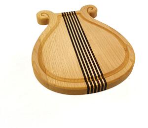 AMADEA Dřevěné prkénko s drážkou ve tvaru lyry, masivní dřevo, 20x18x2 cm