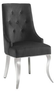 Designová glamour jídelní židle Modern Barock s chromovýma nohama a černým sametovým potahem s klepadlem 100 cm