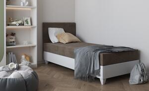 Čalouněná postel s úložným prostorem 90x200 METRA 1 - hnědá / bílá eko kůže, levé provedení