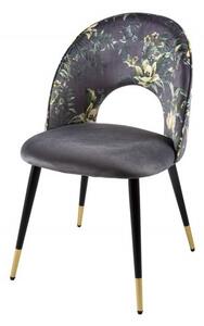 Stylová čalouněná art deco židle Floreque s oválným opěradlem a kovovou konstrukcí v šedém provedení 83cm
