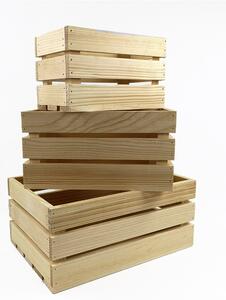AMADEA Dřevěné bedýnky - sada 3 bedýnek z masivního dřeva, 3 velikosti