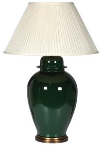Art deco vysoká porcelánová zeleno-bílá stolní lampa Grande s podstavou zlaté barvy a řaseným stínítkem 89cm