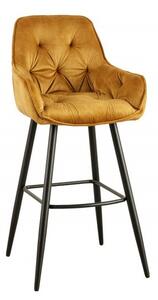 Industriální Chesterfield barová židle Mast hořčicově žlutá 107cm