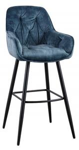 Moderní Chesterfield barová židle Mast sametová modrá 107cm