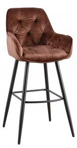 Moderní sametová barová židle Mast Chesterfield hnědá 107cm