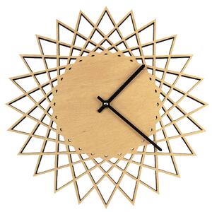 AMADEA Dřevěné hodiny nástěnné ve tvaru slunce, masivní dřevo, průměr 30 cm
