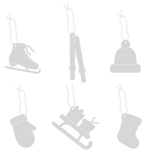 COOEE Design Sada stříbrných ozdob Winter Activities Steel - 6 ks CED522