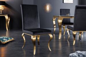 Moderní barokní jídelní židle Gold Barock s cabriole nohama zlatá/černá 104cm