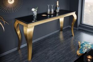 Moderní barokní konzole do předsíně Gold Barock zlatá/černá opálové sklo 140cm