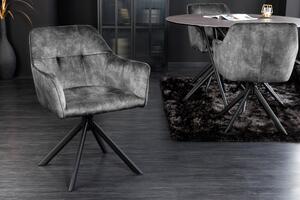 Designová otočná kancelářská židle Devon s tmavě šedým čalouněním a černým šikmýma nohama z kovu 83cm