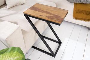 Designový moderní příruční stolek Dahle z masivu sheesham s černou kovovou podstavou 60cm