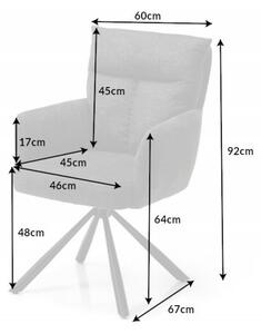 Retro designová otočná židle Dover s tmavě šedým čalouněním a černým kovovým nohama 92cm