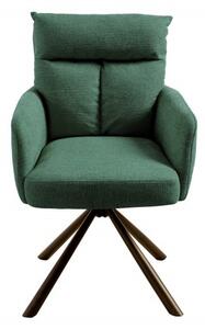 Designová retro otoční židle Dover v tmavě zeleném provedení s područkami a černými kovovými nohami 92cm