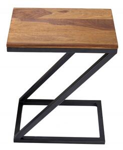 Designový moderní příruční stolek Dahle z masivu sheesham s černou kovovou podstavou 60cm