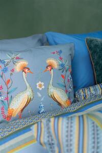 Pip Studio Flirting birds polštářek 53x53cm, modrý (stylový polštářek s povlakem z bavlněného perkálu)
