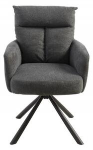 Retro designová otočná židle Dover s tmavě šedým čalouněním a černým kovovým nohama 92cm