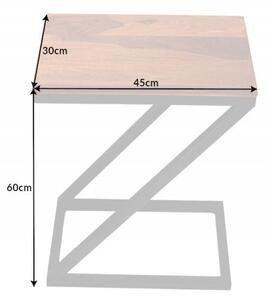 Designový moderní příruční stolek Dahle z masivu sheesham s černou kovovou podstavou 60cm