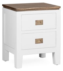 Luxusní masivní noční stolek Blanc v rustikálním stylu bílo-hnědé barvy 55cm