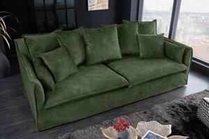 Designová moderní dvousedačka Heaven se sametovým tmavě zeleným potahem a polštářky 200cm