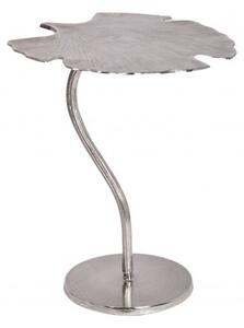 Art-deco designový příruční stolek Ginko ve tvaru listu stříbrný 53cm