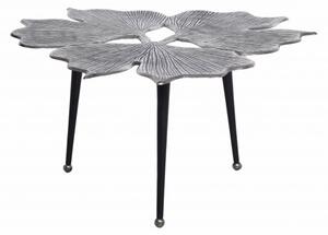 Art-deco stříbrný konferenční stolek Ginko se třemi černými nožičkami 75cm