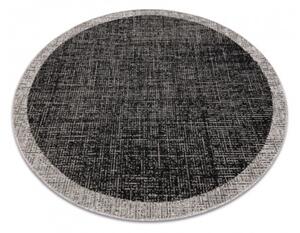 Koberec SIZAL FLOORLUX kruh 20401 Ramka černý / stříbrný