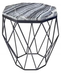 Moderní příruční stolek Diamond Marble s mramorovou vrchní deskou a černou kovovou podstavou 50cm