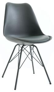 Designová šedá jídelní židle Scandinavia s čalouněním z eko-kůže 85 cm
