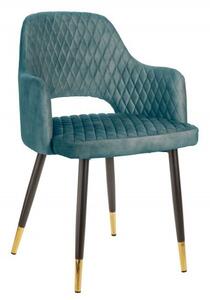 Moderní jídelní židle Decora petrolejově modrá sametová 81cm