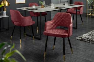 Art-deco jídelní židle Decora sametová bordó 81cm