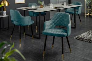 Moderní jídelní židle Decora petrolejově modrá sametová 81cm