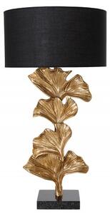 Glamour art deco stolní lampa Ginko zlaté barvy s černým kulatým stínítkem 70cm