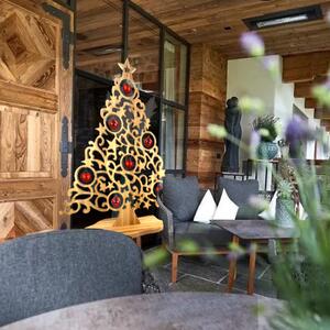 AMADEA Dekorace vánoční strom na podstavci s koulemi 102 x 79 cm
