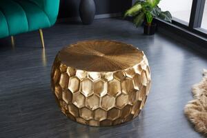 Designový orientální konferenční stolek Himare kulatého tvaru zlaté barvy z kovu 70cm