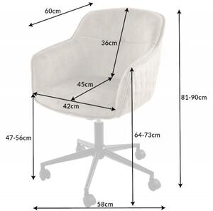 Designová moderní kancelářská židle Tapiq s béžovým sametovým čalouněním na kolečkách 81-90cm