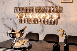 Luxusní závěsná lampa Leontin z kovu a křišťálu stříbrné barvy 127cm