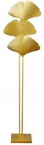 Designová glamour stojací lampa Ginko zlaté barvy z kovu s ozdobnými listy jinanu 160cm