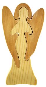 AMADEA Dřevěné puzzle anděl, masivní dřevo dvou druhů dřevin, 15 cm