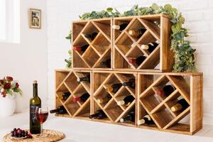 Designová masivní vinotéka Wissimo z mangového dřeva hnědé barvy s kapacitou 8 lahví 40cm