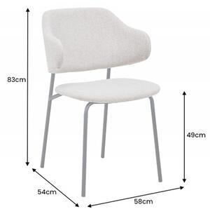 Moderní buklé jídelní židle Mildred se světle béžovým potahem a černýma nohama z kovu 83cm