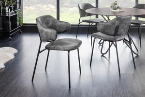 Moderní designová jídelní židle Mildred s šedým sametovým čalouněním a černýma nohama z kovu 83cm
