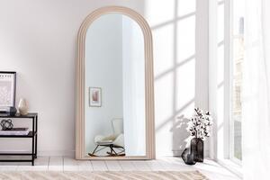 Art deco designové zrcadlo Swan obloukového tvaru s béžovým kaskádovým rámem 160cm