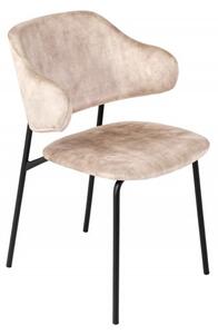 Designová čalouněná jídelní židle Mildred se sametovým potahem v barvě šampaňského 83cm
