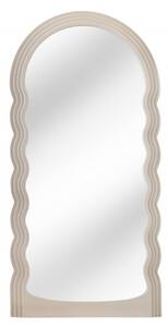 Art deco moderní vysoké zrcadlo Swan s vlnitým rámem v pastelové béžové barvě 160cm