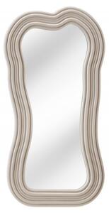 Asymetrické designové zrcadlo Swan s polyuretanovým rámem ve světle béžové barvě s kaskádovým efektem 100cm