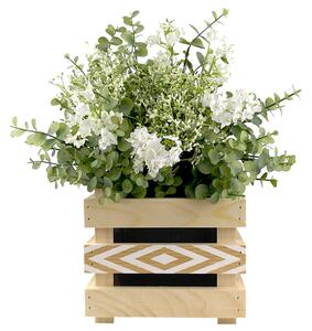 AMADEA Dřevěný obal na květináč s motivem kosočtverčů, 17x17x15cm, dřevěný květináč