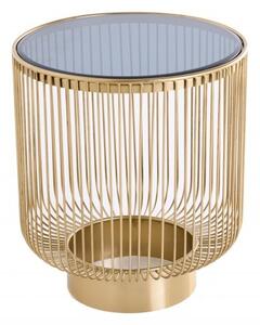 Art deco designový konferenční stolek Esme se zlatou konstrukcí a kulatou černou deskou ze skla 40cm